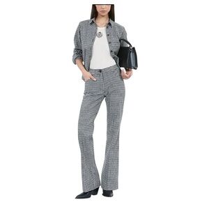 THE KOOPLES Check-Pattern Wool-Blend Trousers FR Size 36/US 4 NWT Black/White